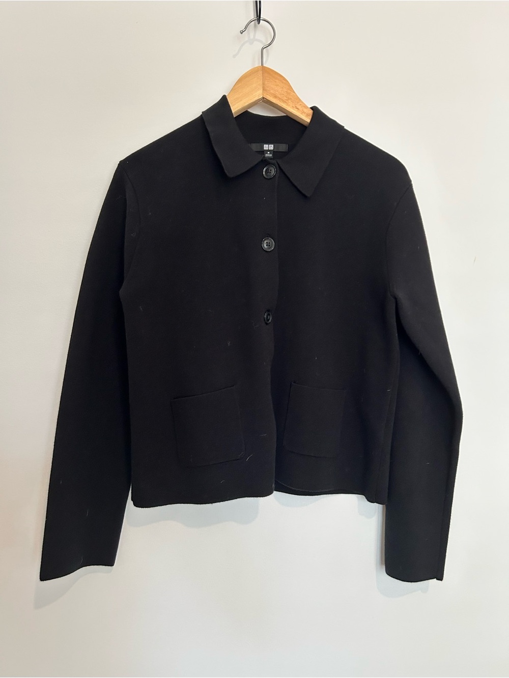 Uniqlo Black cotton blend Women's Button-Front cardigan Jacket